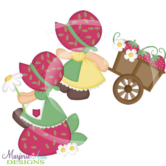 Strawberry Bonnet Girls SVG Cutting Files + Clipart - Click Image to Close